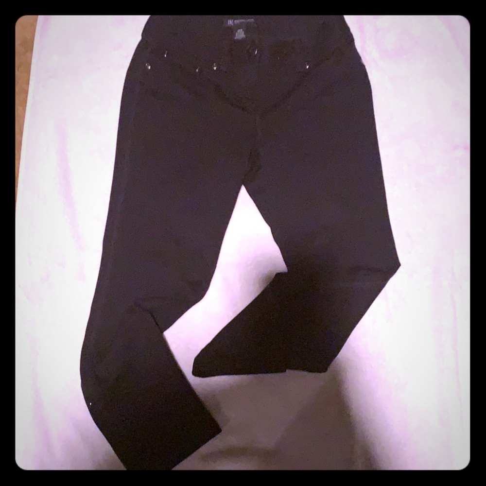 INC black fitted ankle length pants.